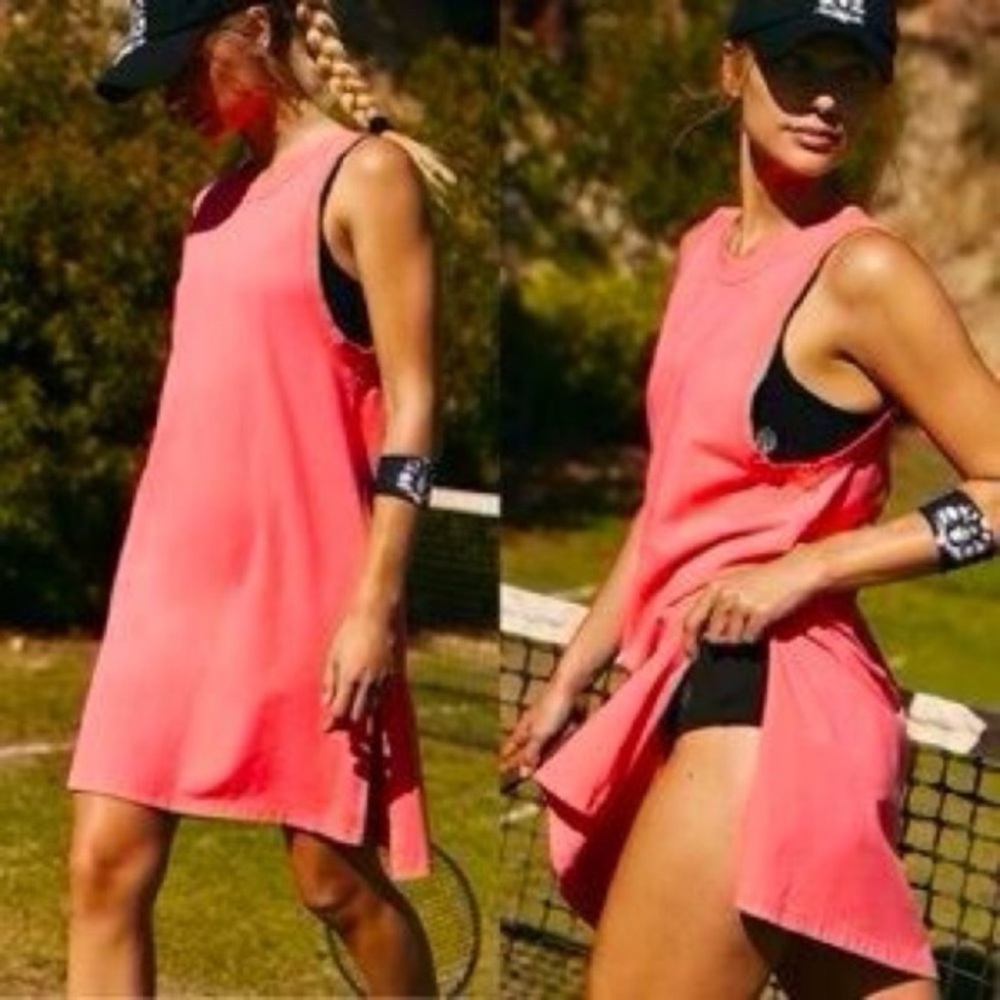 New FP Movement by Free People Hot Shot Tunic Tank Dress Electric Sunset Sz M